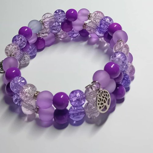 Bracelet multi rangs "lilas givré"