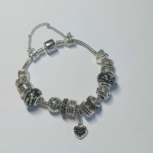 Bracelet charms "black & silver"