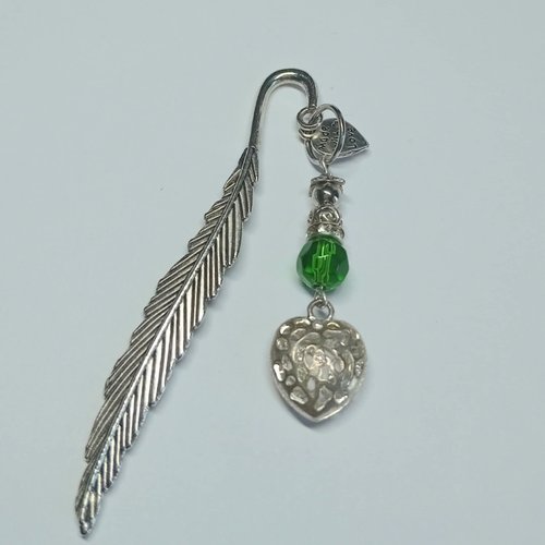 Marque-page bijou plume & cœur