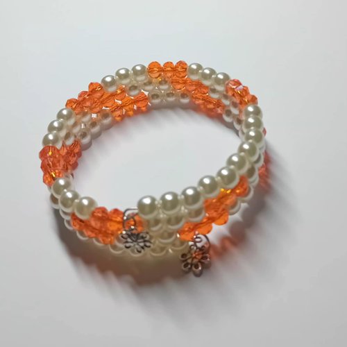 Bracelet  perles & cristaux orange