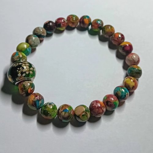 Bracelet fantaisie façon rustique jaspe impérial