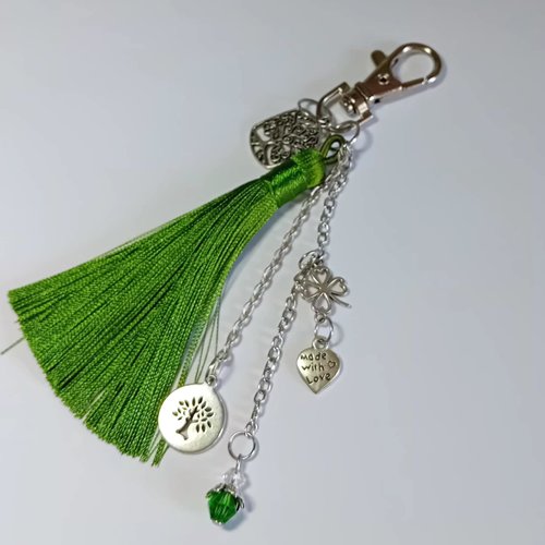 Bijou de sac "éclat d'amour" (vert & argent)