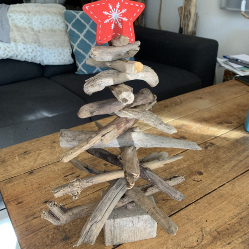 Sapin de noël écolo en bois flotté hauteur 44 cm
