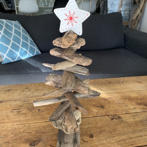 Sapin de noël écolo en bois flotté hauteur 40 cm