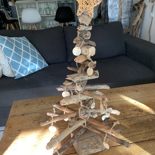 Sapin de noël écolo en bois flotté hauteur 60 cm