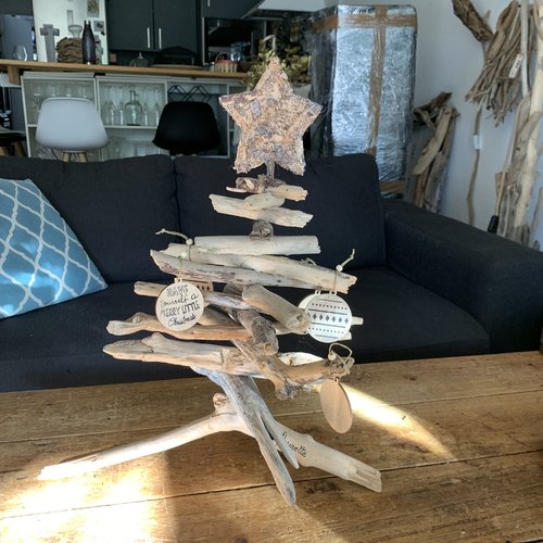 Sapin de noël écolo en bois flotté hauteur 51 cm
