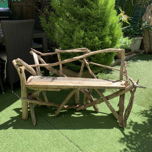 Banquette écolo, en bois flotté pour intérieur ou extérieur