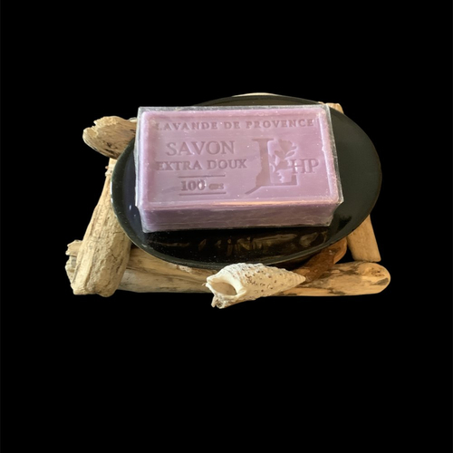 Porte savon en bois flotté et coupelle ovale noire