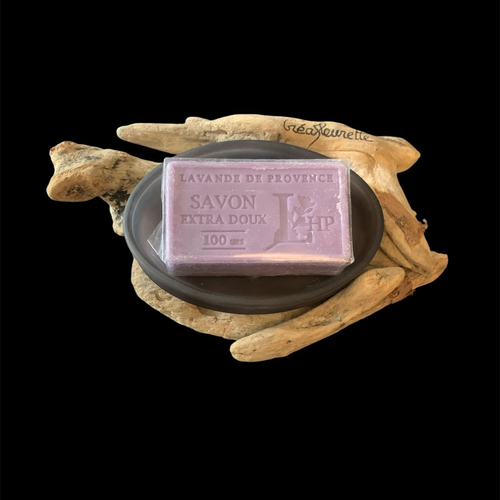 Porte savon en bois flotté et coupelle ovale grise