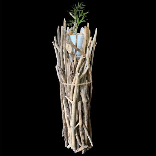 Structure en bois flotté pour plante verte