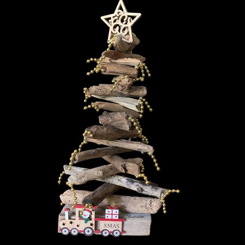 Sapin de noël écolo en bois flotté hauteur 43 cm