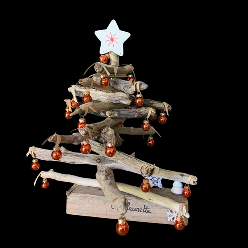 Sapin de noël écolo en bois flotté hauteur 44 cm