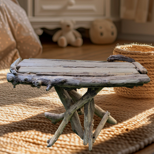 Table de chevet en bois flotté