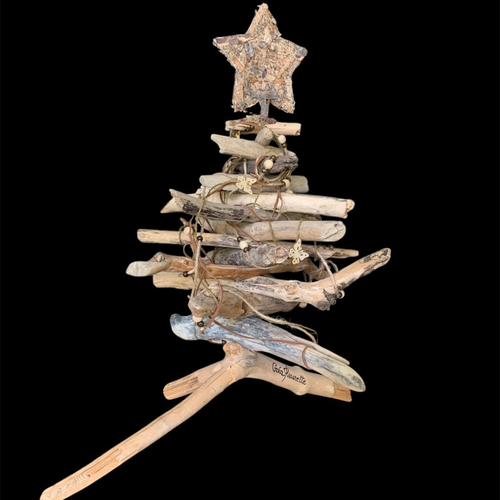 Sapin de noël en bois flotté hauteur 52 cm