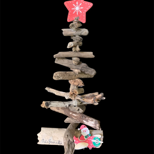 Sapin de noël en bois flotté hauteur 43 cm