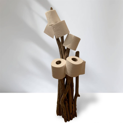 Distributeur de papier toilette, en bois flotté,  pour 6 rouleaux, hauteur 85cm