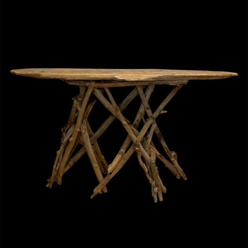 Table de chevet, zéro déchet, en bois flotté
