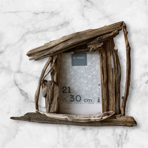 Cadre photo en bois flotté, 21x30 cm, mural