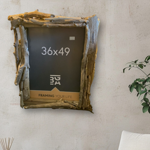 Cadre photo mural, en bois flotté, dimensions 36x49 cm