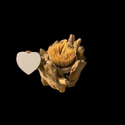 Pot en bois flotté pour piques olives