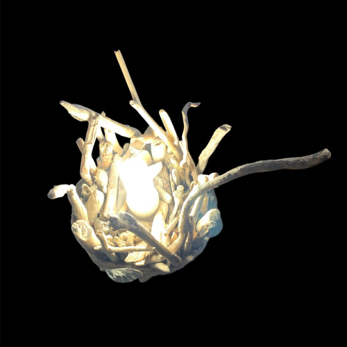 Lampe naturelle en bois flotté