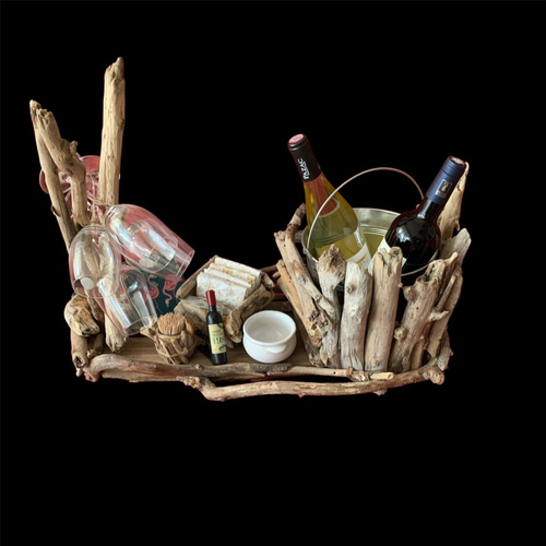 Plateau en bois flotté et ses accessoires pour la fête des pères