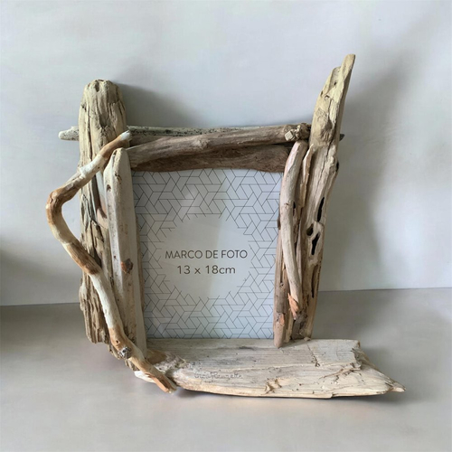 Cadre photo en bois flotté, dimension 13x18 cm