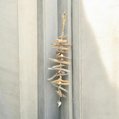Guirlande en bois flotté et coquillages, 73 cm