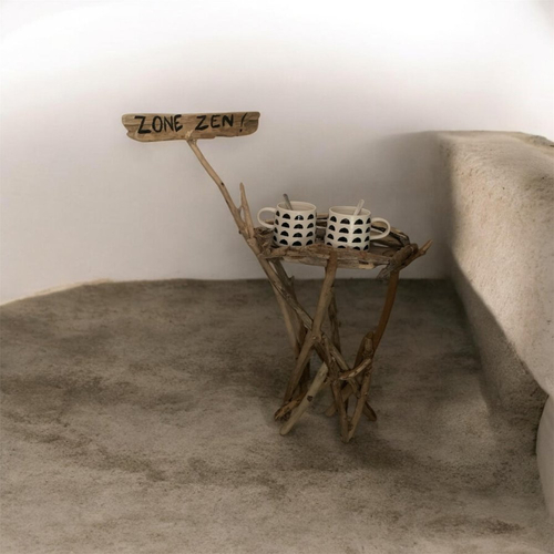 Table d'appoint, 0 déchet, en bois flotté, pour intérieur ou extérieur, intitulée "zone zen"