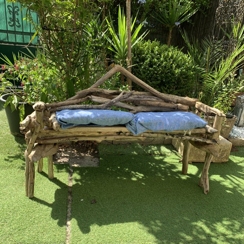 Banquette en bois flotté pour intérieur ou extérieur