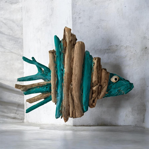 Poisson mural, décoratif, en bois flotté