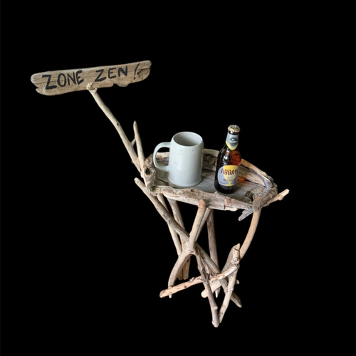 Table d'appoint, 0 déchet, en bois flotté, pour intérieur ou extérieur, intitulée "zone zen"