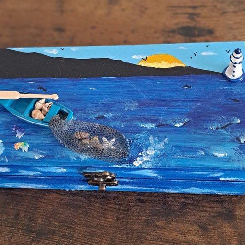 Boîte décorative artisanale – thème marin