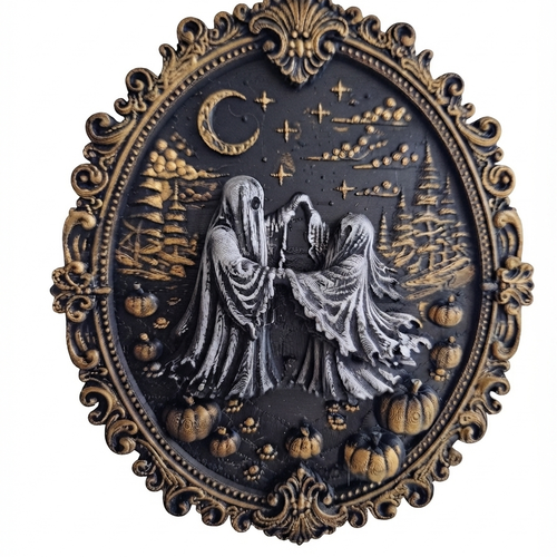 Cadre baroque gothique fantôme halloween