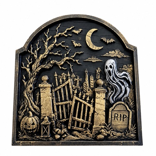 Cadre baroque halloween tombe tombeau rip fantôme