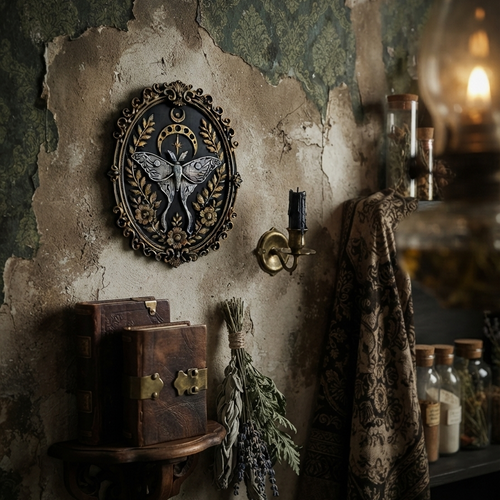 Cadre baroque gothique paillon de nuit lunaire halloween