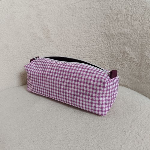 Trousse d'écolier vichy violet