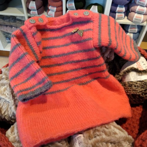 Robe Bebe Tricot 3 6 Mois Rayure Rose Et Gris Un Grand Marche