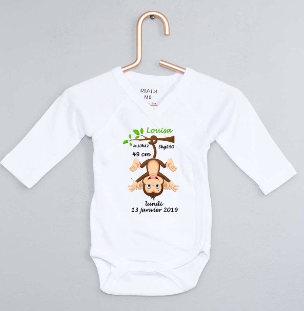 Body Manches Longues Blanc Cadeau Naissance Bebe Princesse Singe Un Grand Marche