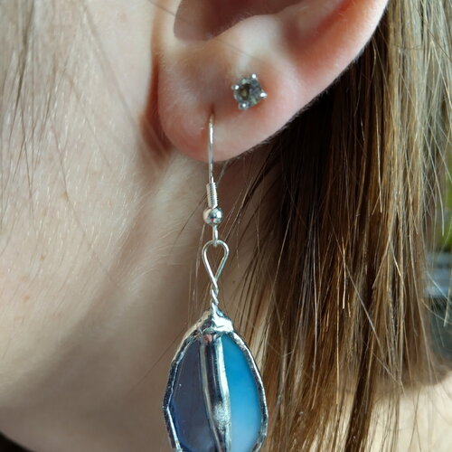 Boucles d'oreilles en vitrail tiffany et argent