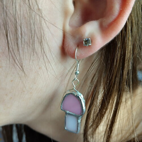 Boucles d'oreilles en vitrail tiffany et argent