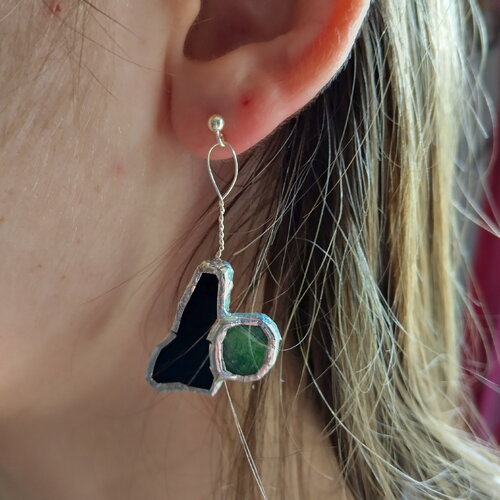 Boucles d'oreilles en argent et vitrail tiffany