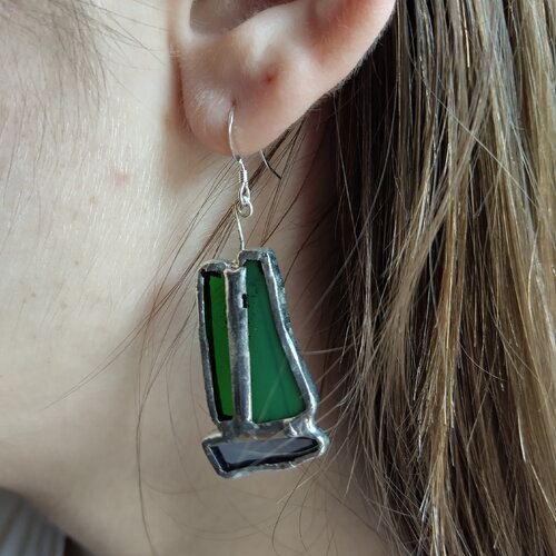 Boucles d'oreilles en vitrail tiffany