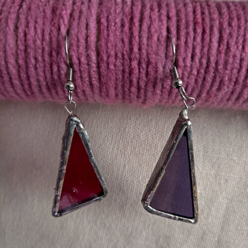 Parure collier et boucles d'oreilles en vitrail tiffany