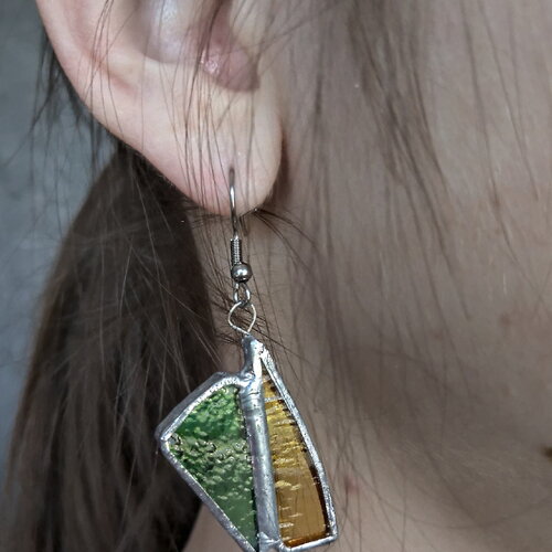 Boucles d'oreilles en vitrail tiffany