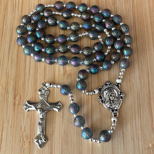 Chapelet chrétien, rosaire chrétien, chapelet perles verre, chapelet couleur arc en ciel, chapelet de protection, chapelet porte bonheur,