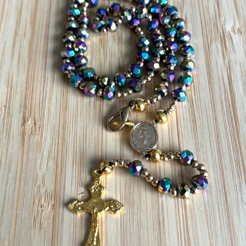 Chapelet chrétien, rosaire chrétien, chapelet cristal noir, rosaire cristal noir, chapelet noir violet,chapelet protection, cadeau religieux