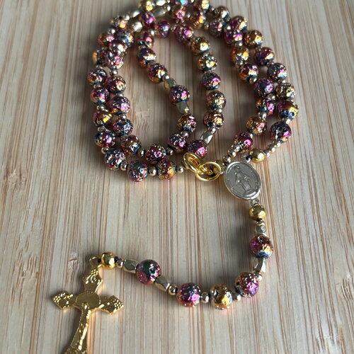 Chapelet chrétien, rosaire chrétien, chapelet pierre de lave, chapelet pierre naturelle, chapelet pierre lave galvanisé, cadeau religieux,