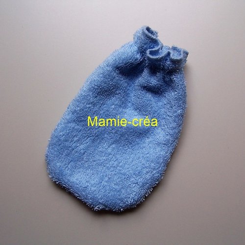 Gant de toilette élastiqué pour enfant en éponge de coton de couleur vive bleue turquoise