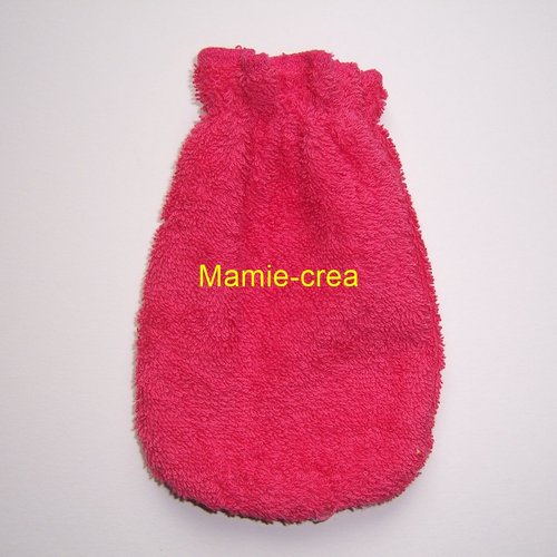 Gant de toilette élastiqué pour enfant en éponge de coton de couleur vive rose foncé